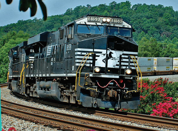 Norfolk Southern train hauling intermodal cargo